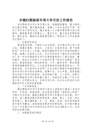 乡镇扫黑除恶专项斗争月份工作报告