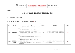 安全生产标准化规范及达标评级标准自评表
