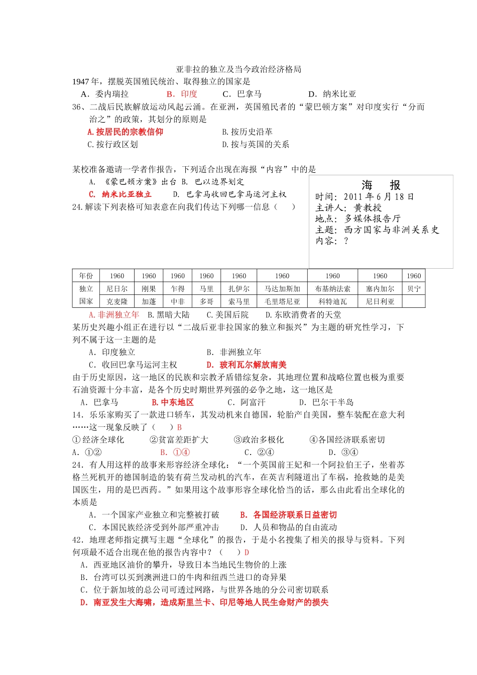 亚非拉的独立及当今政治经济格局_第1页