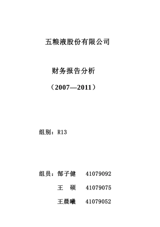 五粮液集团财务报告及管理知识分析