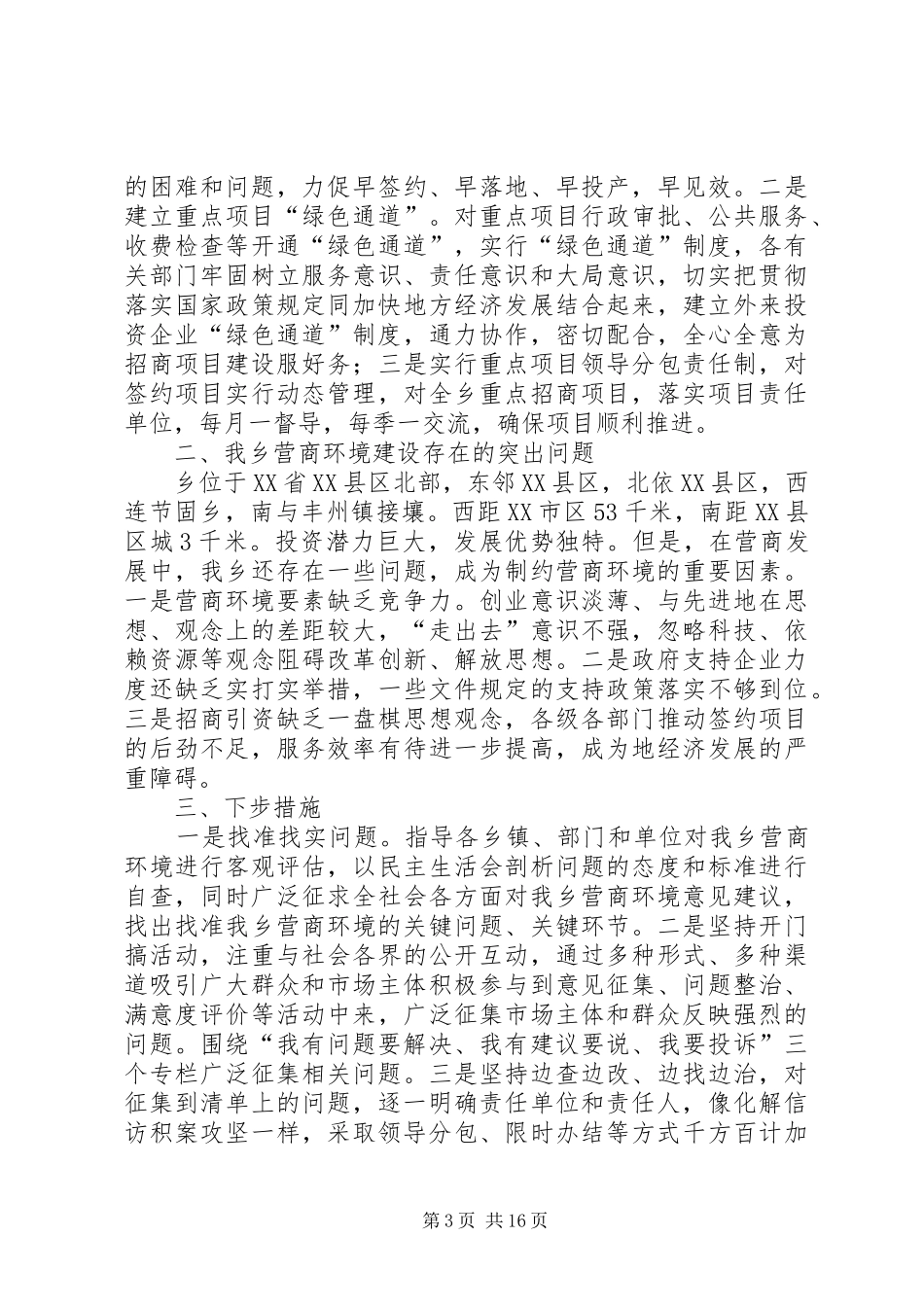 乡镇开展营商环境集中整治工作汇报_第3页