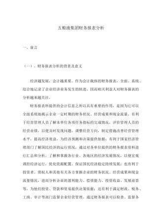 五粮液财务报表分析