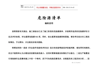 施工现场重要危险源辨识清单汇总