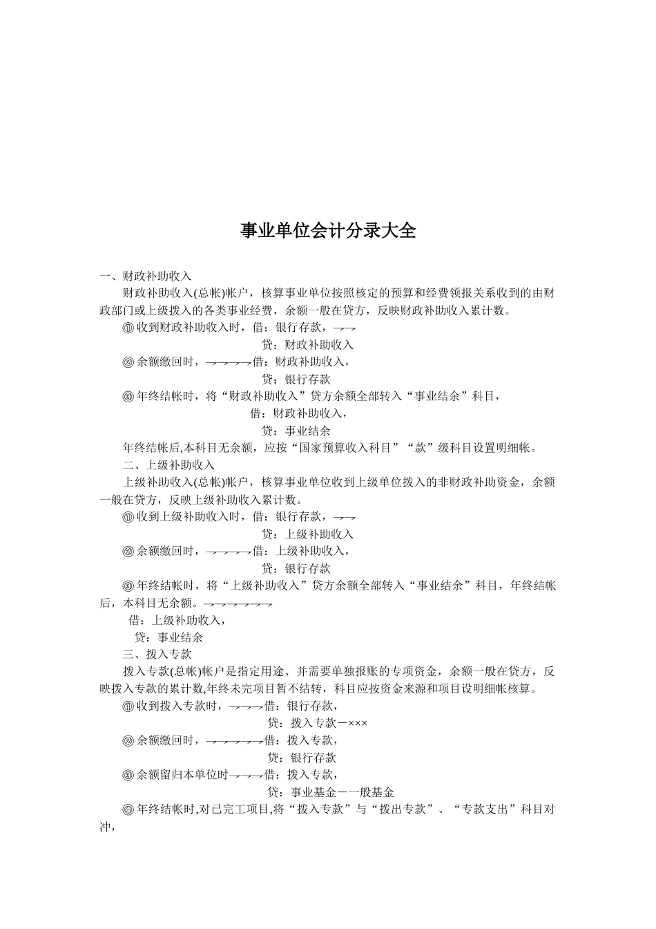 事业单位会计分录汇编_第1页