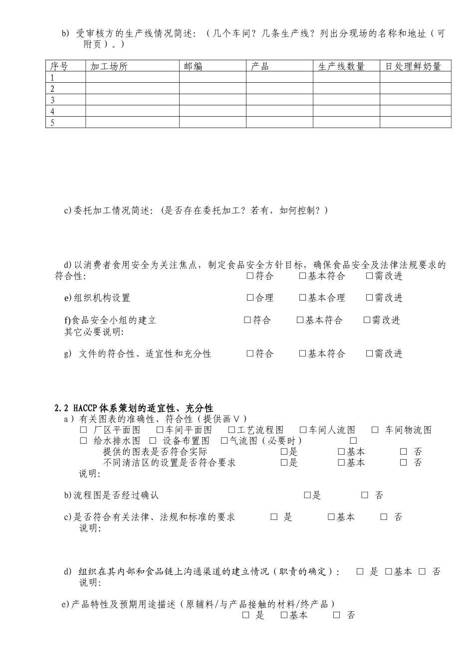 乳制品HACCP体系审核报告(一)(02版)_第2页