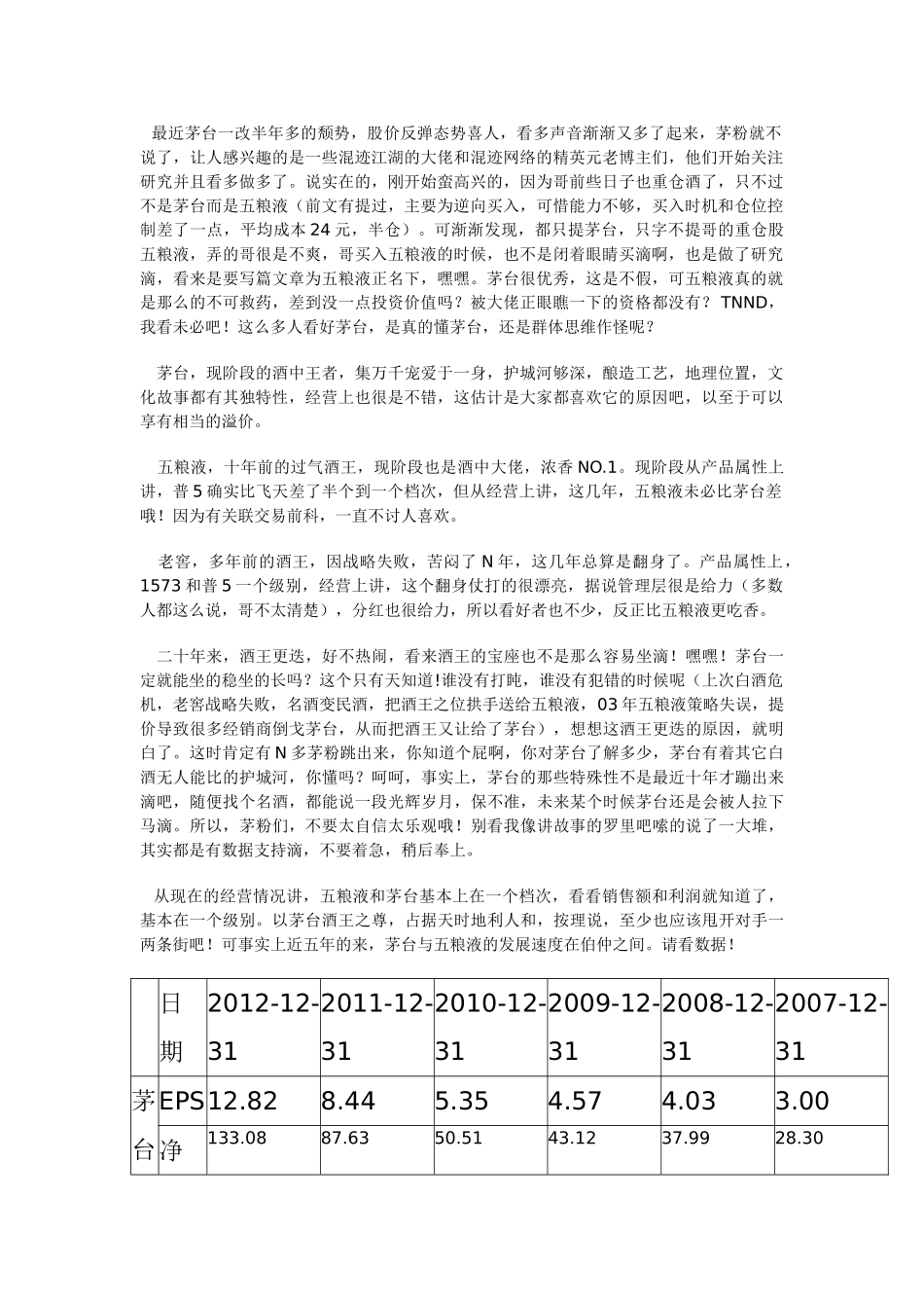 也谈谈白酒股(茅台VS五粮液VS老窖)_第1页