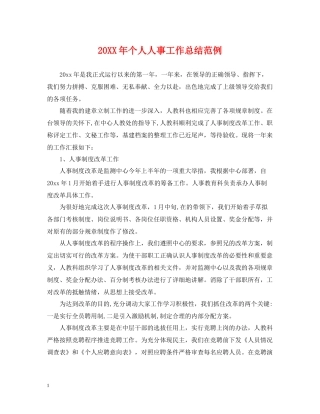 个人人事工作总结范例