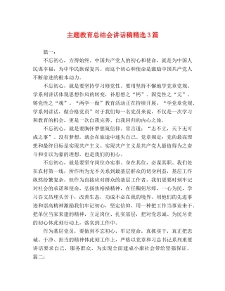 主题教育总结会讲话稿精选3篇 
