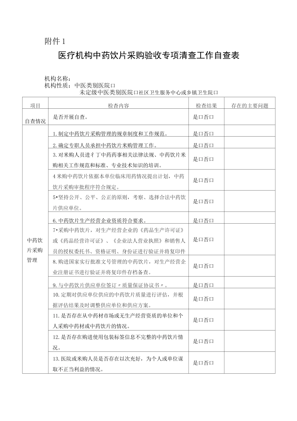 中药饮片自查表_第1页