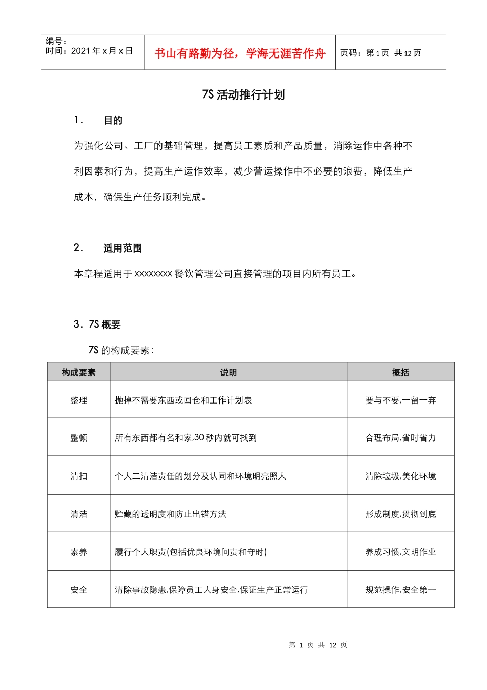7S活动推行计划_第1页