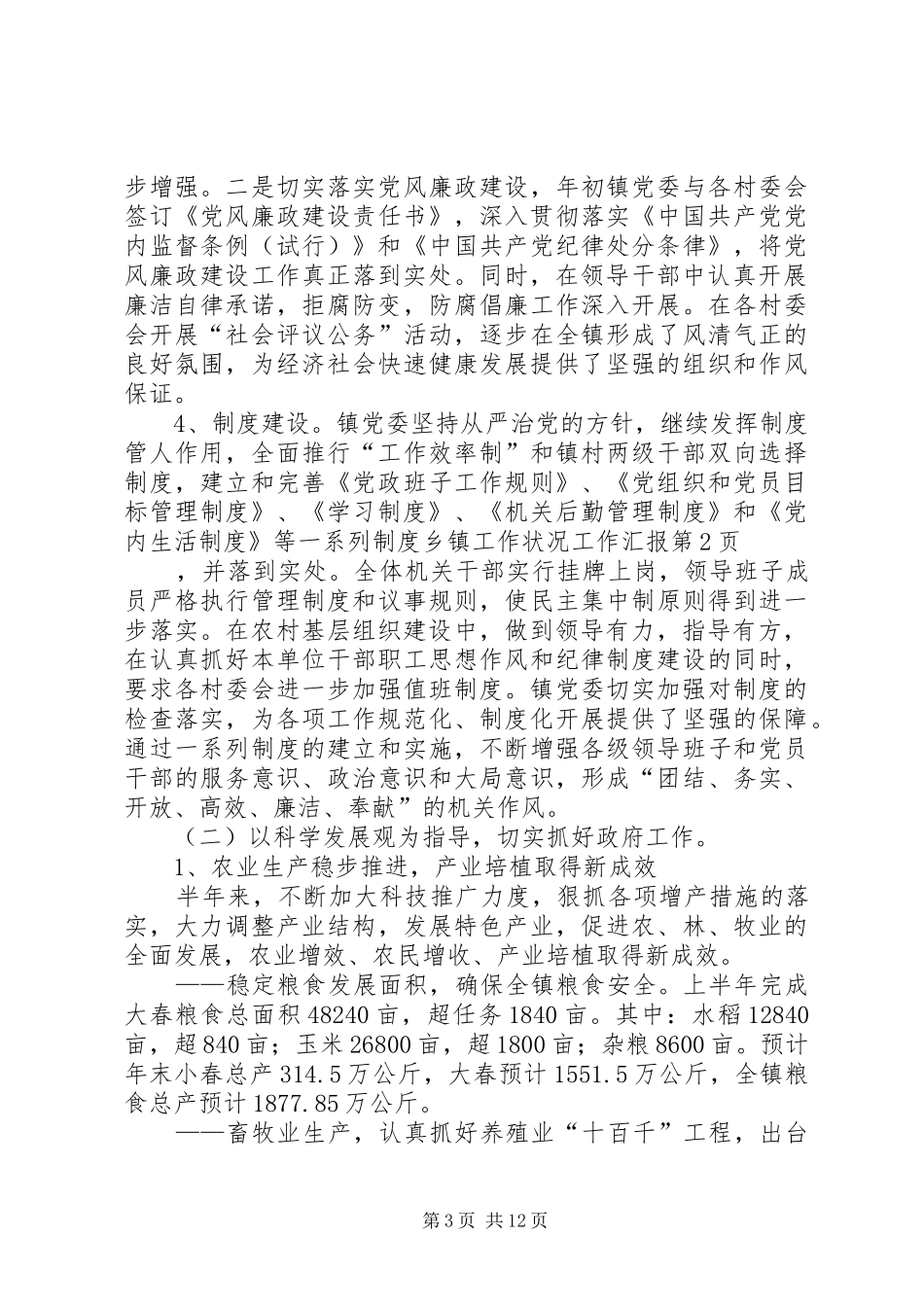 乡镇工作状况工作汇报_第3页