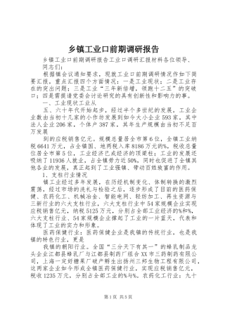 乡镇工业口前期调研报告