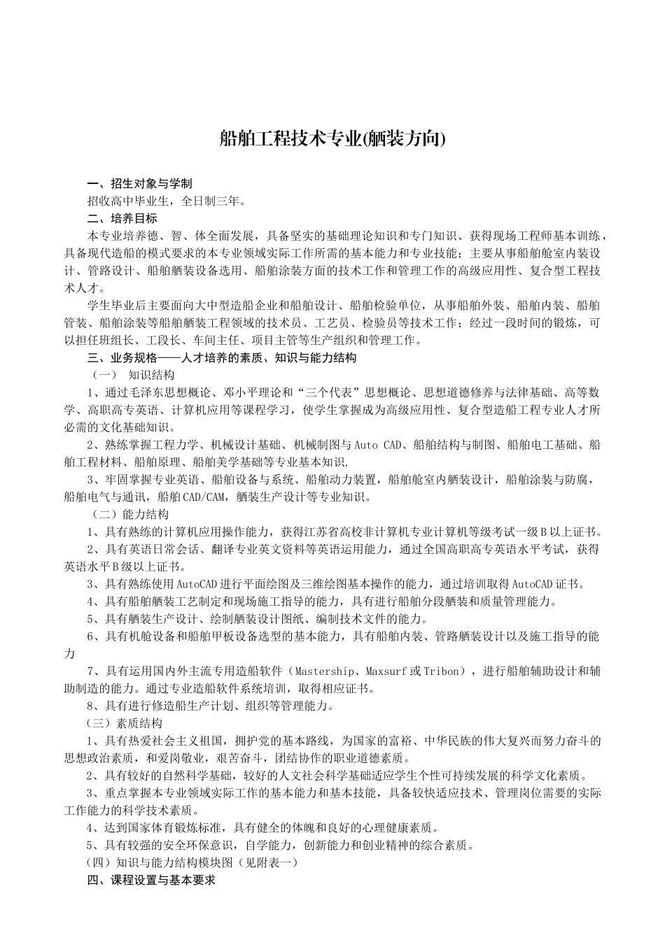 船舶工程技术专业(舾装方向)_第1页