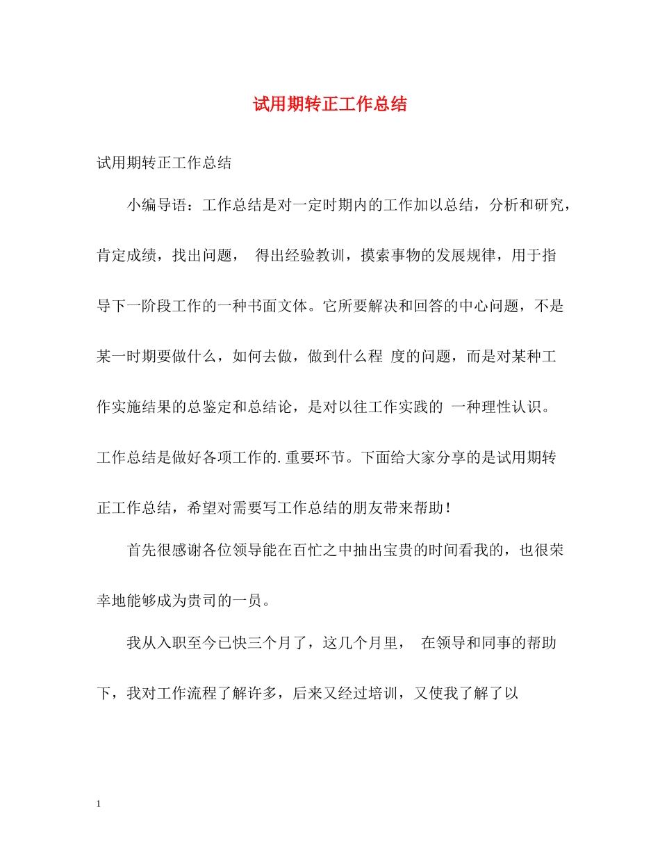 试用期转正工作总结22_第1页