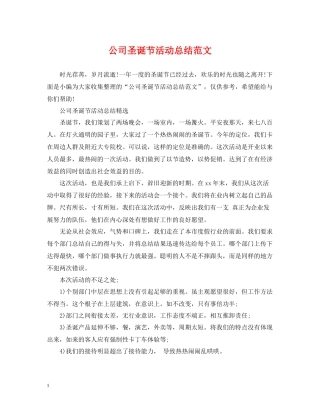 公司圣诞节活动总结范文