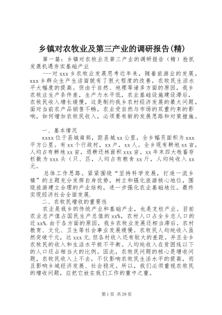 乡镇对农牧业及第三产业的调研报告(精)