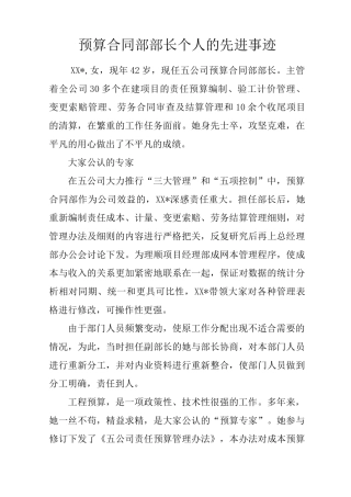 预算合同部部长个人的先进事迹