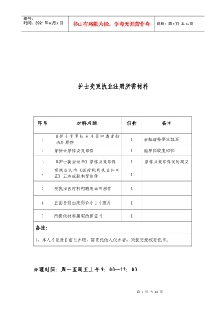 护士变更注册申请审核表汇编
