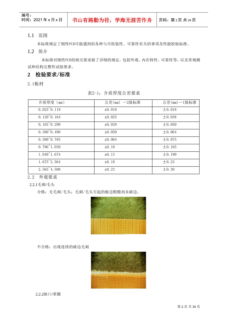 刚性PCB技术规范及检验标准(DOC35页)_第2页