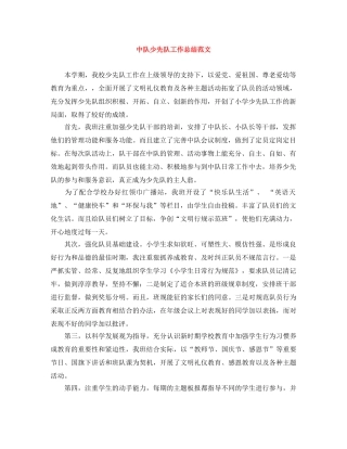 中队少先队工作总结范文 