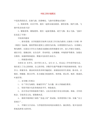 中队工作计划范文 