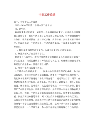 中队工作总结 