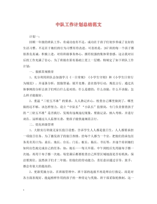 中队工作计划总结范文 