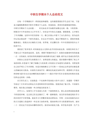 中职生学期末个人总结范文 