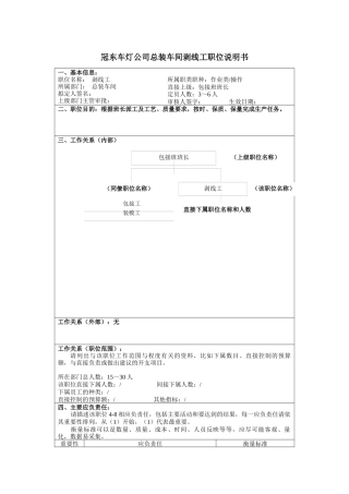 冠东车灯公司总装车间剥线工职位说明书