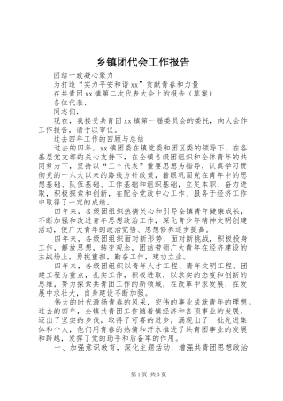 乡镇团代会工作报告