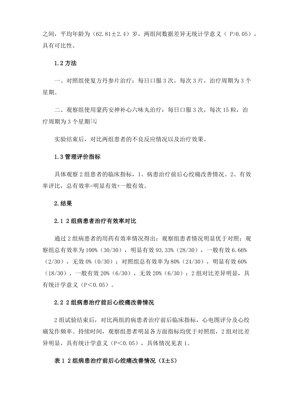 蒙药安神补心六味丸治疗冠心病心绞痛临床观察_第2页