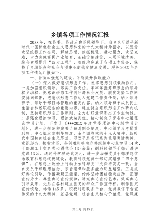 乡镇各项工作情况汇报