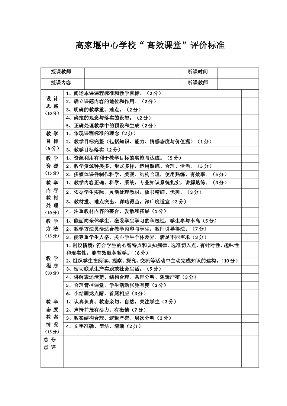 高家堰中学高效课堂评价标准_第1页