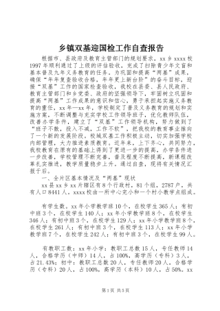 乡镇双基迎国检工作自查报告