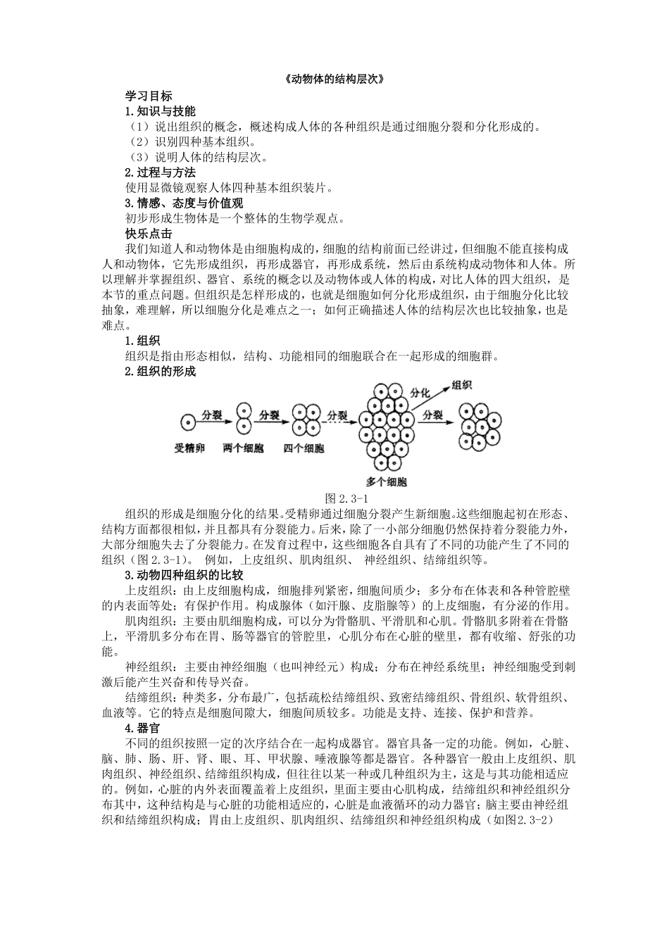 动物体的结构层次_第1页