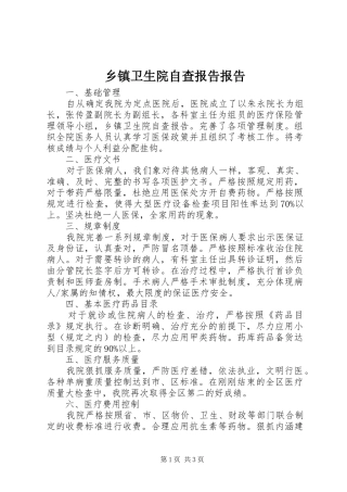 乡镇卫生院自查报告报告