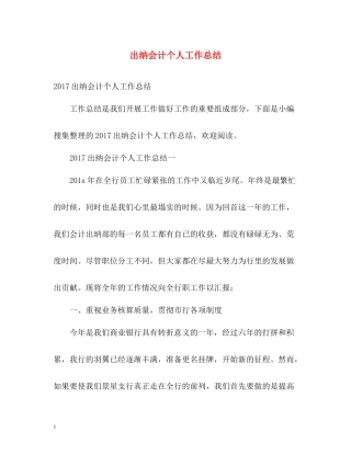 出纳会计个人工作总结2)