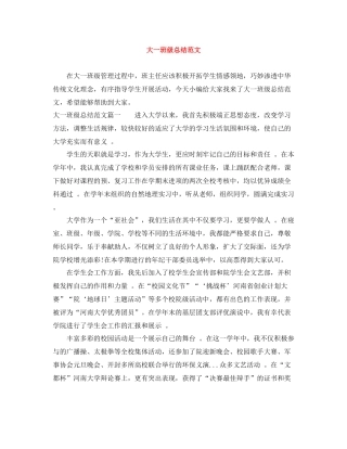 大一班级总结范文