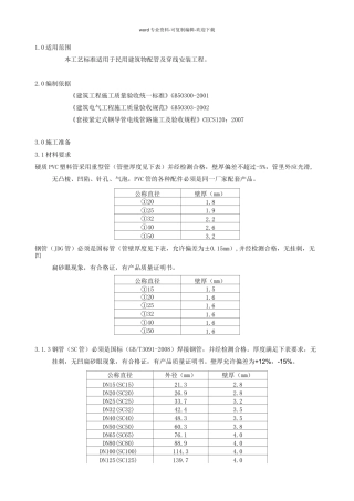 电气配管配线安装工程工艺及质量标准