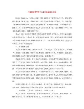 中级经济师年终个人工作总结范文2020 