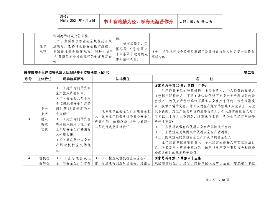 襄樊市安全生产监察执法大队现场监察指南1_第3页