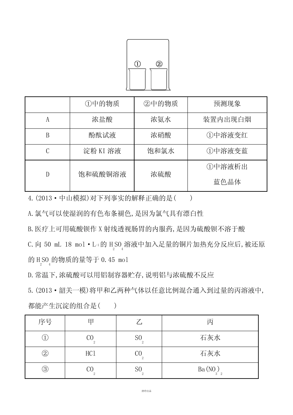 【广东】化学《高考专题辅导》专题检测卷(九)专题三第1讲非金属元素单..._第2页