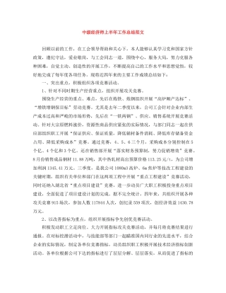 中级经济师上半年工作总结范文 