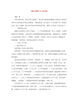 中级工程师个人工作总结 