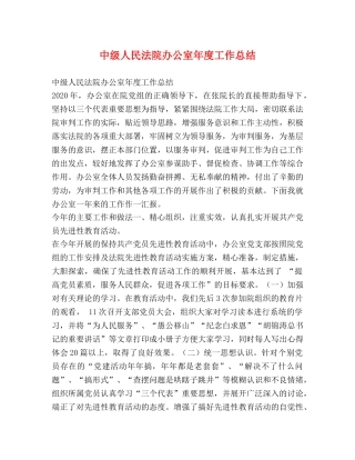 中级人民法院办公室年度工作总结 