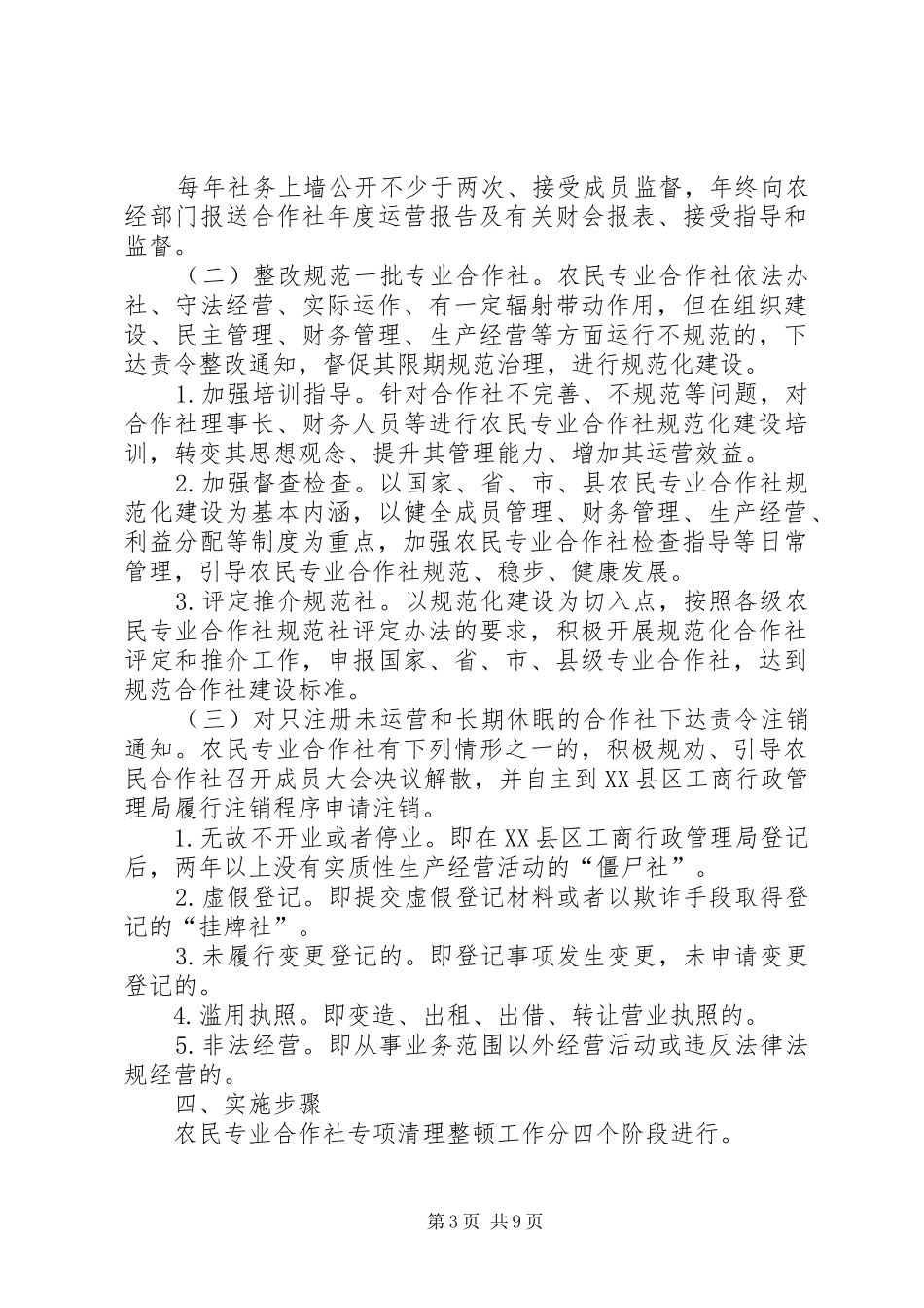 乡镇农民专业合作社建设和提升清理整改报告_第3页
