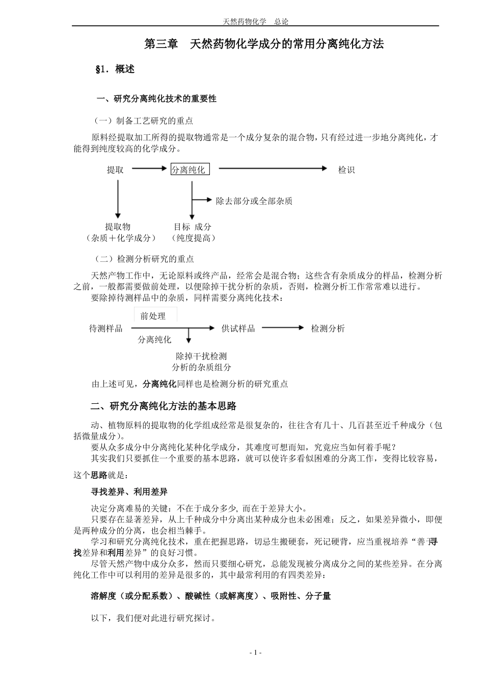 天然药物化学成分的常用分离纯化方法_第1页