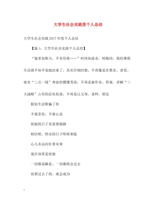 大学生社会实践度个人总结