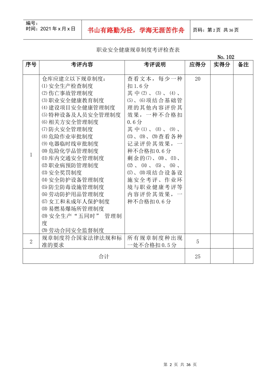 湖北省商贸仓储企业安全生产标准化考评检查表_第2页