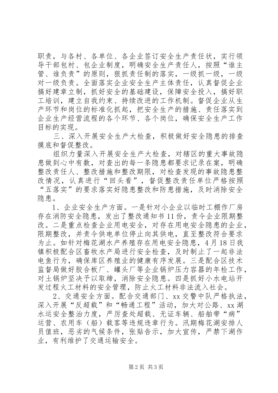 乡镇关于开展安全生产大检查的情况汇报_第2页